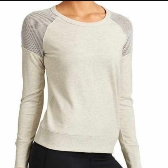 Athleta Citytime Mesh Shoulder Crewneck Sweatshirt Top White Women’s Size Large - Picture 3 of 14